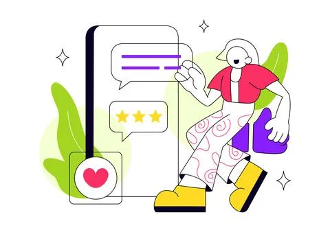 Customer Experience Vector Illustration Featuring Satisfied Client, Five St.. Stockillustratie