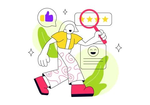 Customer Experience Vector Illustration Featuring Satisfied Client, Five St.. Stockillustratie