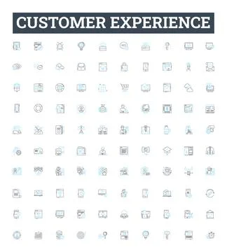 Customer experience vector line icons set. Customers, Experience, Optimization Stockillustratie