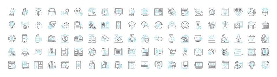 Customer experience vector line icons set. Customers, Experience, Optimization Illustrazione stock