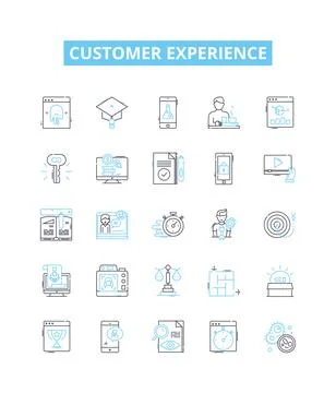 Customer experience vector line icons set. Customers, Experience, Optimization Stockillustratie