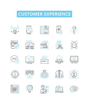 Customer experience vector line icons set. Customers, Experience, Optimization Stockillustratie