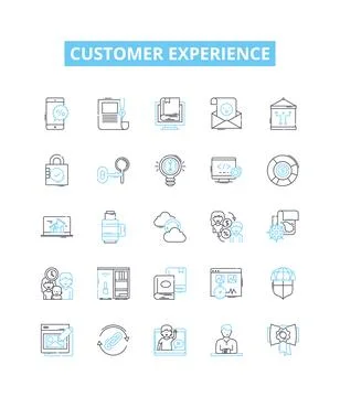 Customer experience vector line icons set. Customers, Experience, Optimization Illustrazione stock