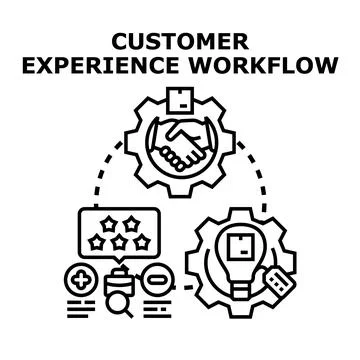 Customer experience workflow process building business growth Stock Illustration