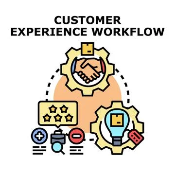 Customer experience workflow process building business growth Ilustración de archivo