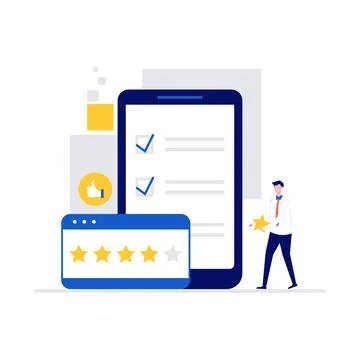 Customer experiences and satisfaction vector illustration concept with char.. Stock Illustration