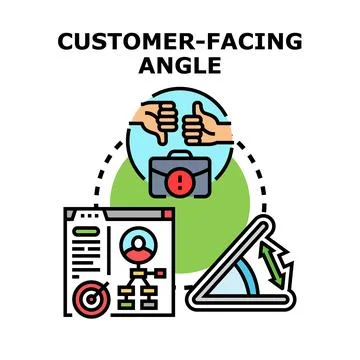 Customer facing angle concept understanding client perspective Stock Illustration