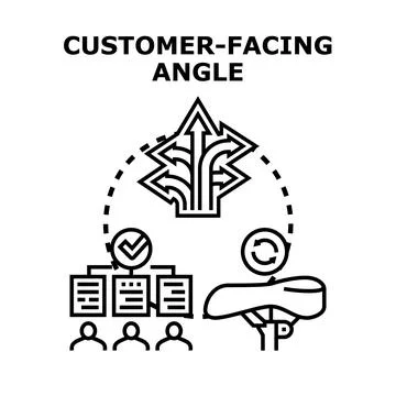 Customer facing angle offering multiple business directions Stock Illustration