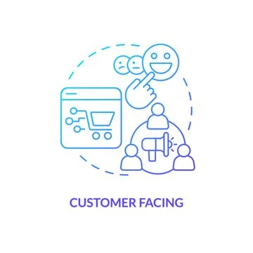 Customer facing blue gradient concept icon Illustrazione stock