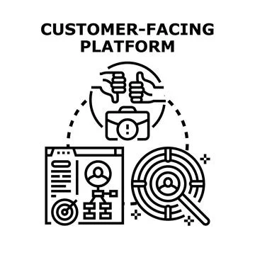 Customer facing platform icon representing business strategy. User experience Stock Illustration