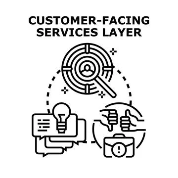 Customer facing services layer developing positive client experience Illustrazione stock