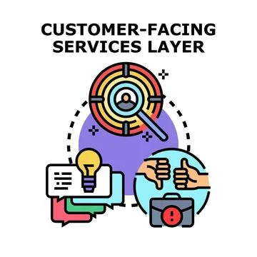 Customer facing services layer developing positive client experience 스톡 일러스트