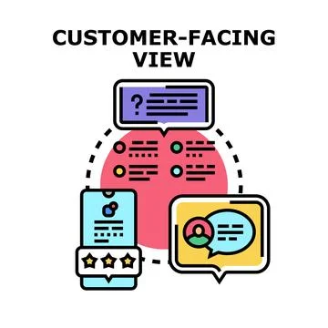 Customer facing view concept presenting user experience and feedback 库存插图