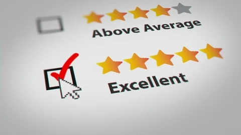 Customer Feedback With 5 Star Ratings (Excellent) Option on Monitor Screen. Stock Footage 115912222