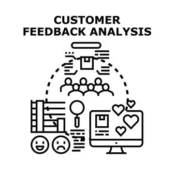 Customer feedback analysis concept evaluating consumer satisfaction Stock Illustration