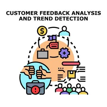 Customer feedback analysis detecting business trends and improving service Stock Illustration