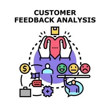 Customer feedback analysis shaping business experience and loyalty Stock Illustration