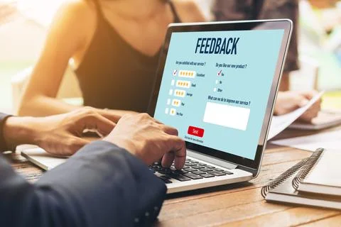 Customer feedback and review analysis by modish computer software Foto stock
