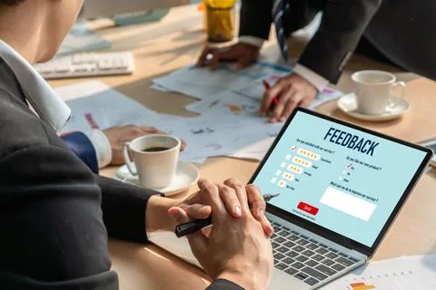 Customer feedback and review analysis by modish computer software Foto stock