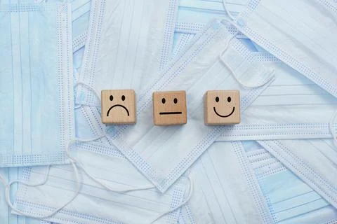 Customer feedback and satisfaction rating based on happy, neutral and sad faces Stock Photos