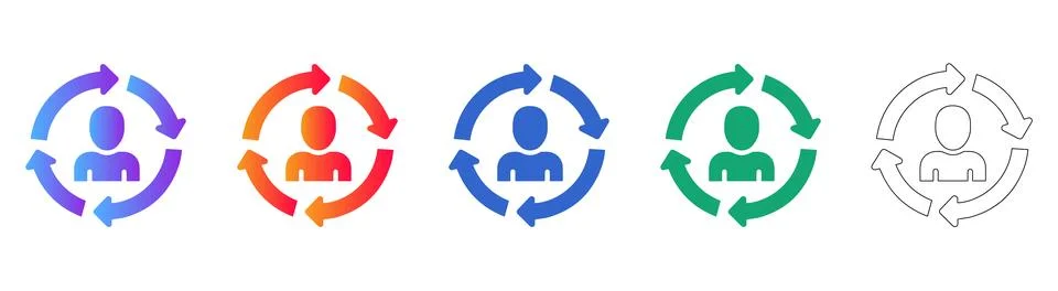 Customer Feedback and User Cycle Icons Set Stock Illustration