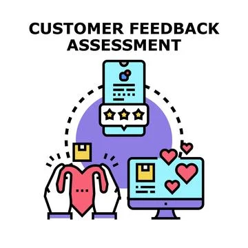Customer feedback assessment process with online review Stock Illustration