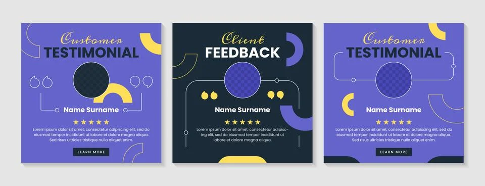 Customer feedback, client testimonials banner template for social media Stock Illustration