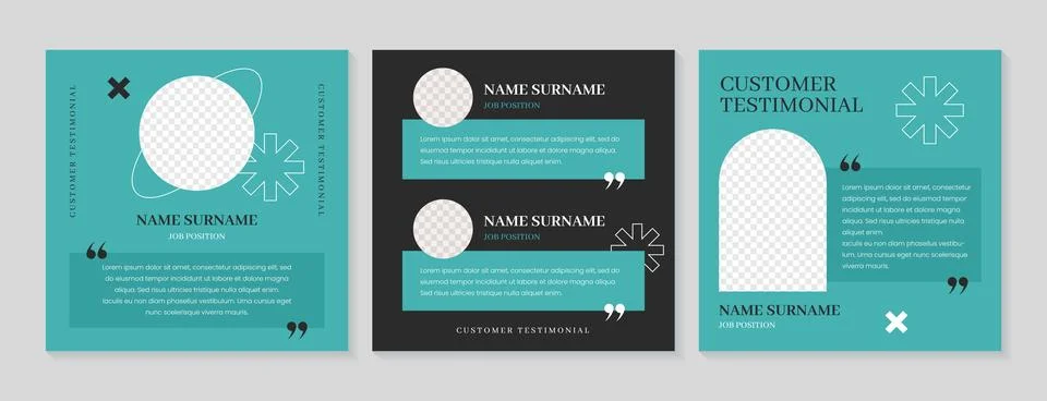 Customer feedback, client testimonials banner template for social media Stock Illustration