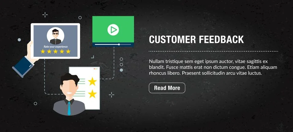 Customer feedback concept banner for internet. Stock Illustration