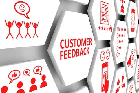 CUSTOMER FEEDBACK concept cell background 3d illustration Stock Illustration