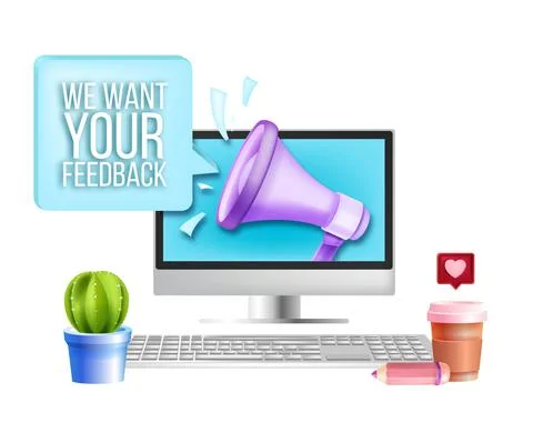 Customer feedback, consumer survey, client opinion vector review 3D concept Ilustración de archivo