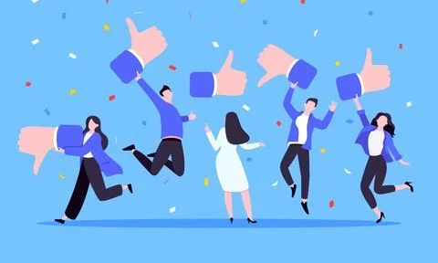 Customer feedback, employee or client satisfaction rating review with good Ilustração Stock