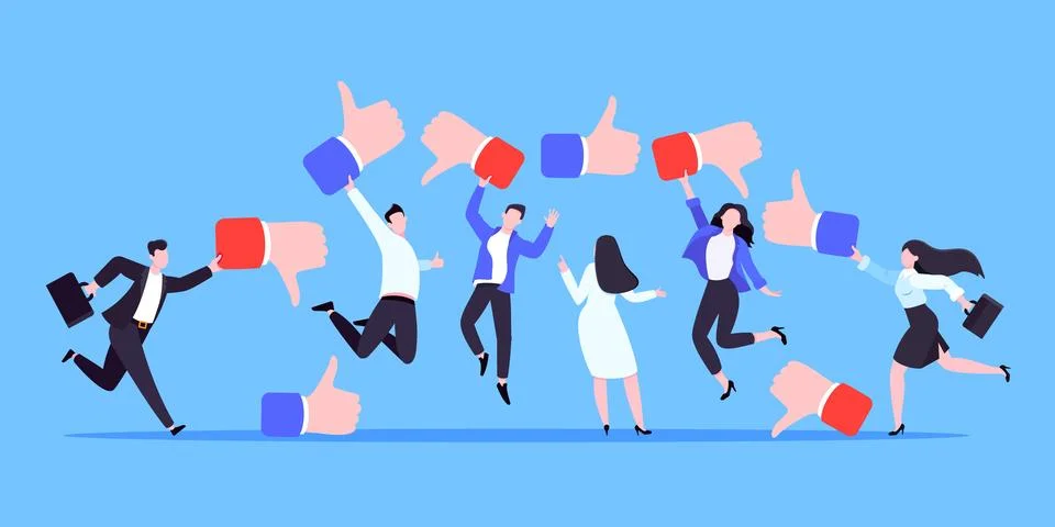 Customer feedback, employee or client satisfaction rating review with good Ilustração Stock