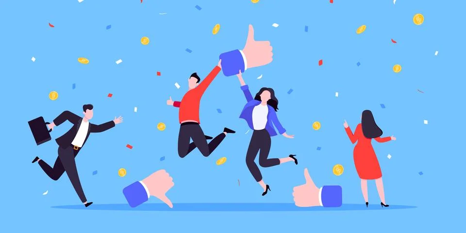 Customer feedback, employee or client satisfaction rating review with good Ilustração Stock