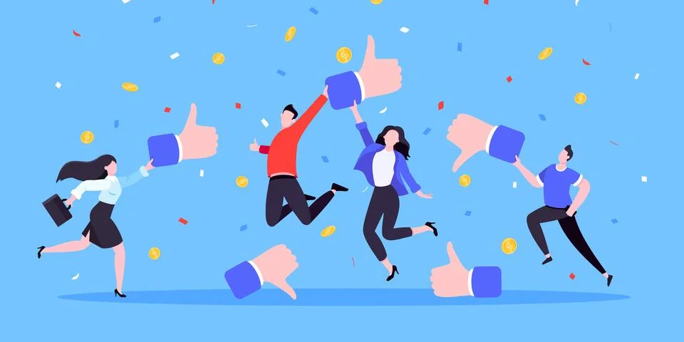 Customer feedback, employee or client satisfaction rating review with good Ilustração Stock