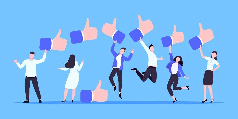 Customer feedback, employee or client satisfaction rating review with good Ilustração Stock
