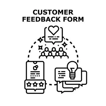 Customer feedback form process receiving user opinions Illustrazione stock