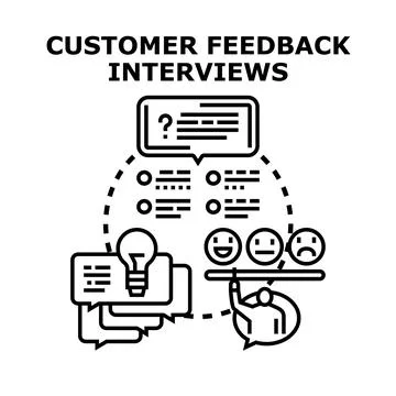 Customer feedback interviews collecting survey opinion data Stock Illustration