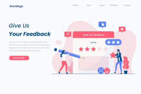 Customer feedback landing page concept Stock Illustration