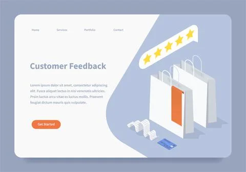 Customer Feedback Landing Page Concept Stock Illustration