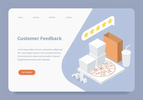 Customer Feedback Landing Page Concept Stock Illustration