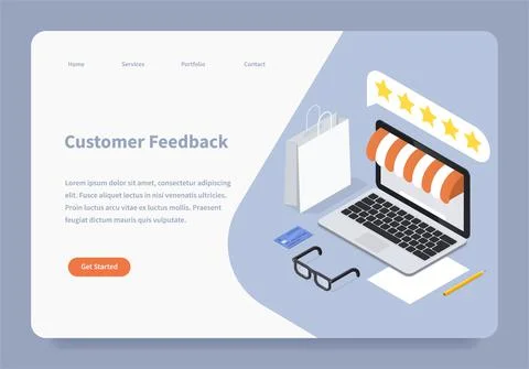 Customer Feedback Landing Page Concept Stock Illustration