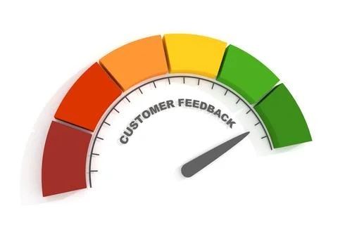 Customer feedback level scale with arrow. 3D render Stock Illustration