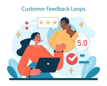 Customer Feedback Loops concept. Interactive evaluation process Stock Illustration