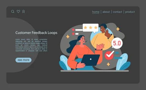 Customer Feedback Loops concept. Interactive evaluation process Stock Illustration