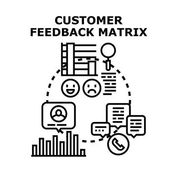 Customer feedback matrix analyzing business performance data Stock Illustration