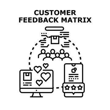Customer feedback matrix evaluating opinion and ranking Stock Illustration