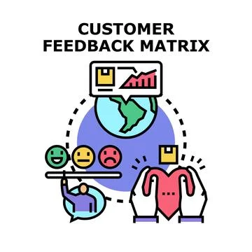 Customer feedback matrix measuring service satisfaction Stock Illustration