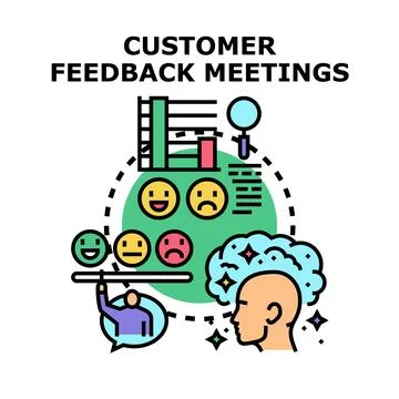 Customer feedback meeting analytics and service evaluation Stock Illustration