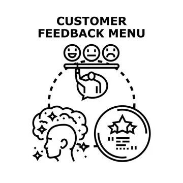 Customer feedback menu collecting user review data Stock Illustration
